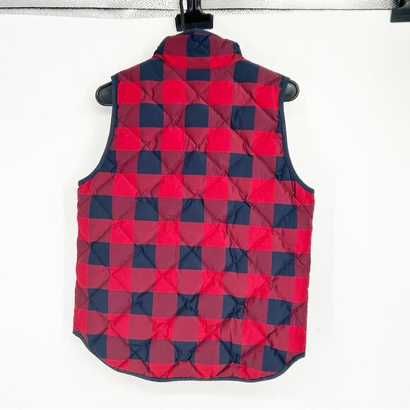 J. Crew Red & Blue Buffalo Plaid Down Filled Quilted Puffer Vest Size Small - Picture 7 of 9